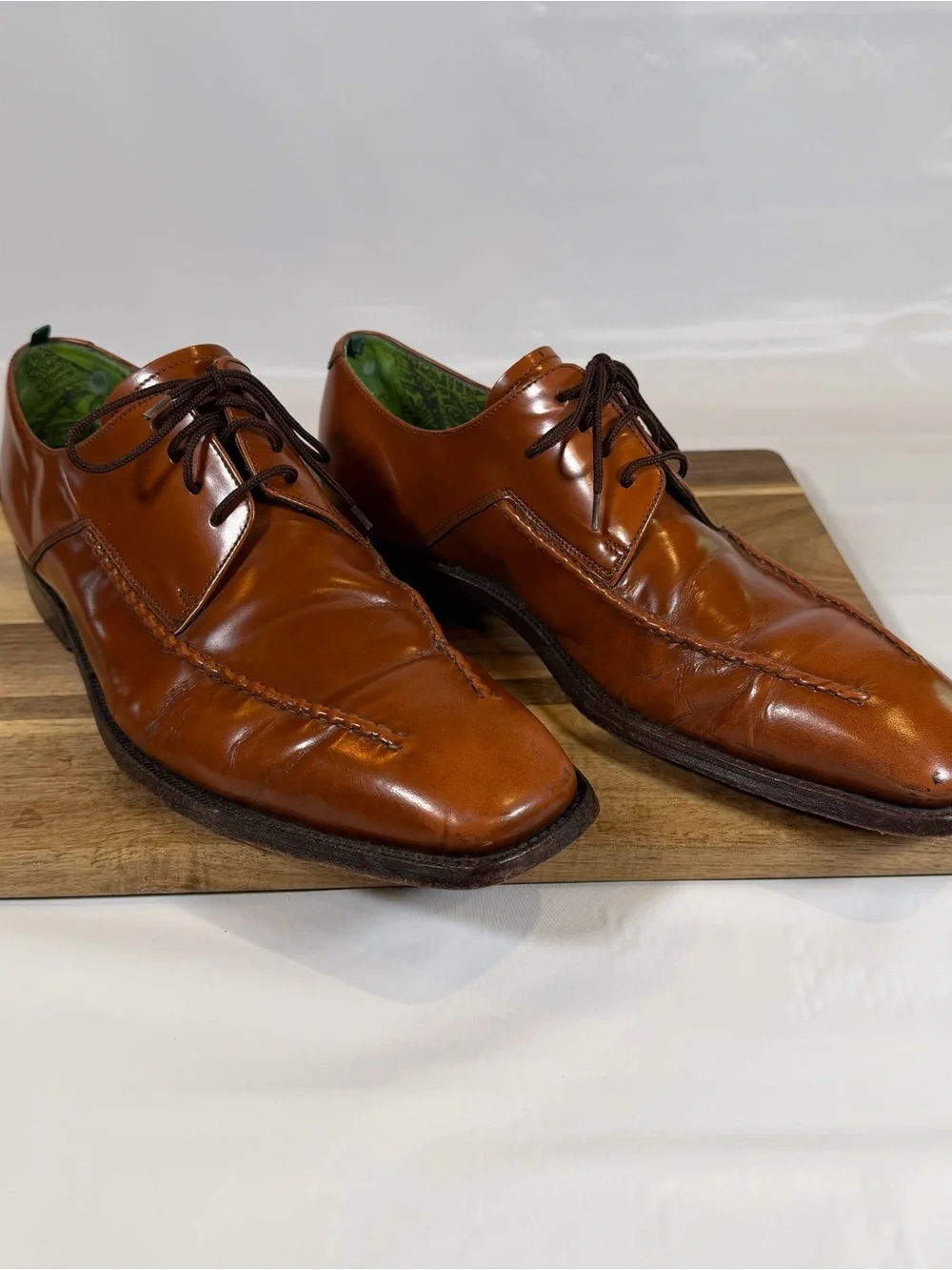 Paul Smith Men's Magnum Patten Cognac Brown Leather Derby Shoes Size 9 43